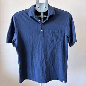 Johnnie-O Hangin Out Mens Blue Heathered Polo Shirt Medium Pocket Logo